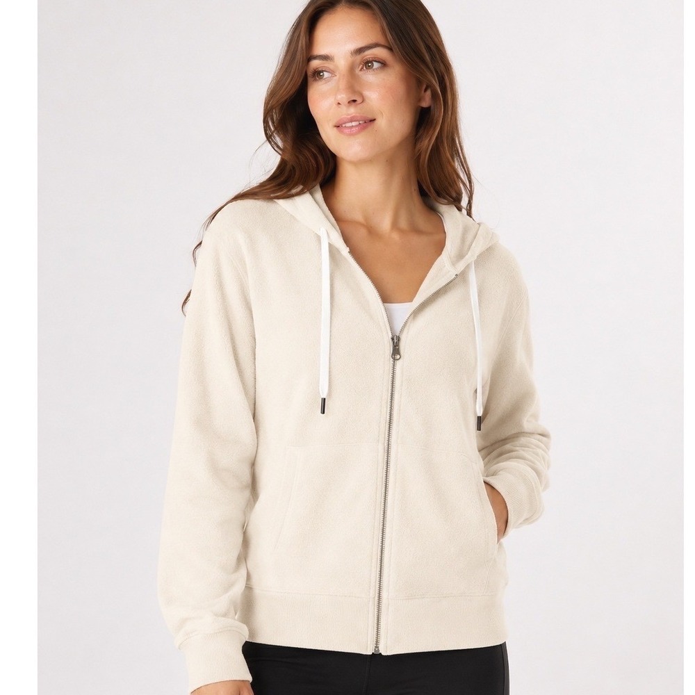 FEAT Cream Zip-Up Hoodie – Cozy Fleece Jacket